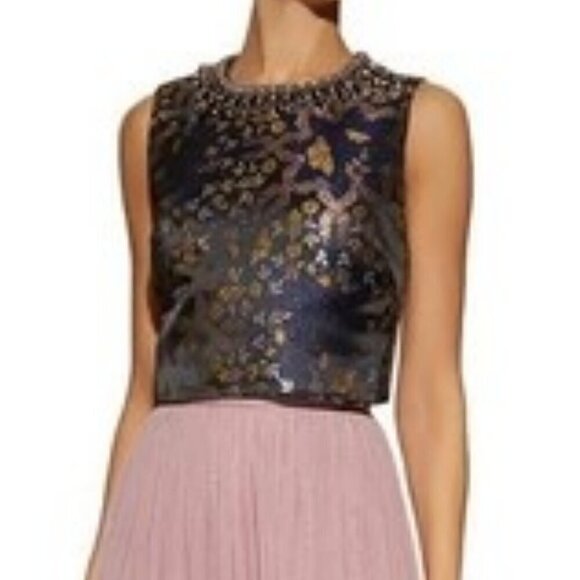 BNWT Ted Baker London Eliska Jacquard Jewels Crop Top Black - Picture 1 of 16
